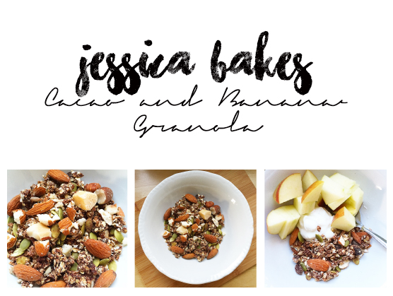 jessica bakes - cacao and banana granola